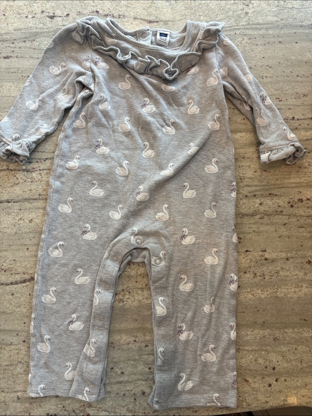 Janie and Jack Grey Swan Ruffle Romper